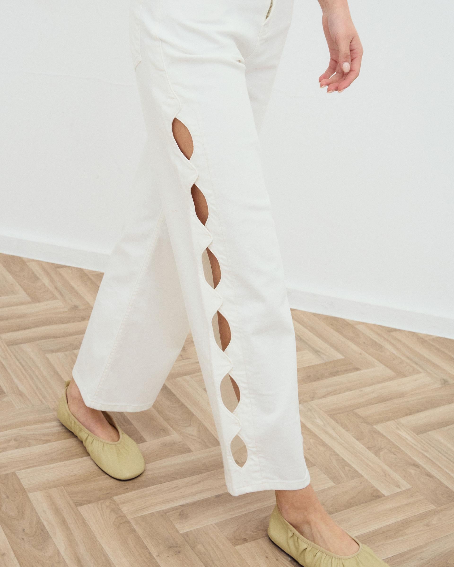 Jeans Aberturas Ovaladas Blanco