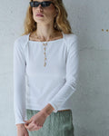 Camiseta Cuello Cuadrado Blanco
