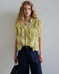 Blusa Manga Corta Volantes Escote V Verde