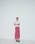 Falda Fluida Estampado Floral Fucsia