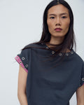 Camiseta Manga Corta Eyelets Antracita