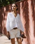 Blusa Pliegues Blanca