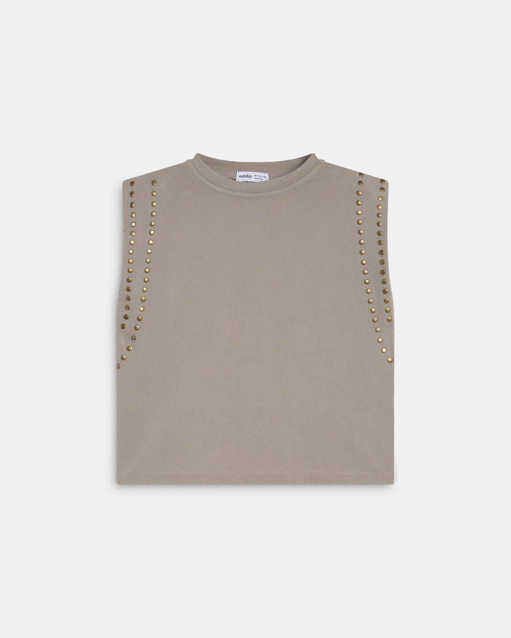 Camiseta Hombreras Tachuelas Taupe