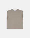 Camiseta Hombreras Tachuelas Taupe