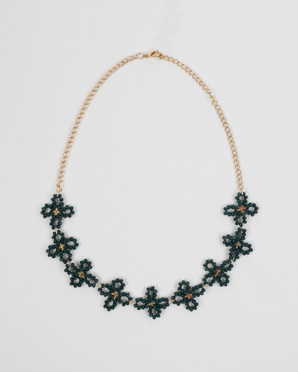Collar Alambre Flores Verde