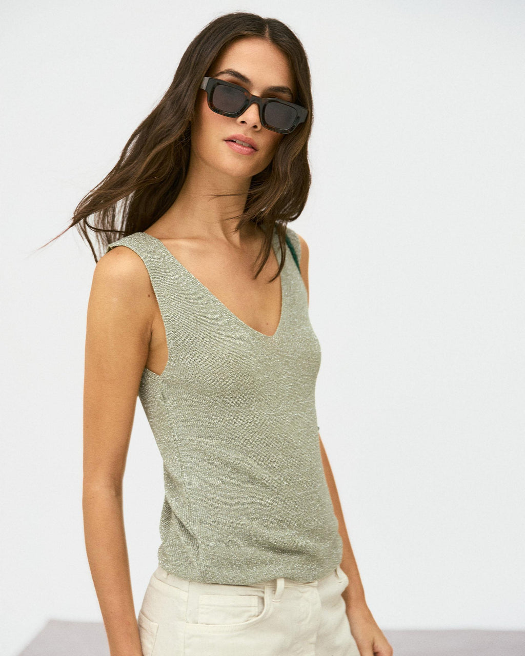 Top Tirantes Lurex Verde