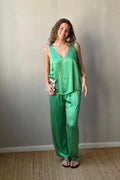 Pantalón de raso verde