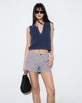 Top Punto Cuello Polo Azul Marino