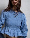 Blusa Nido De Abeja Azul