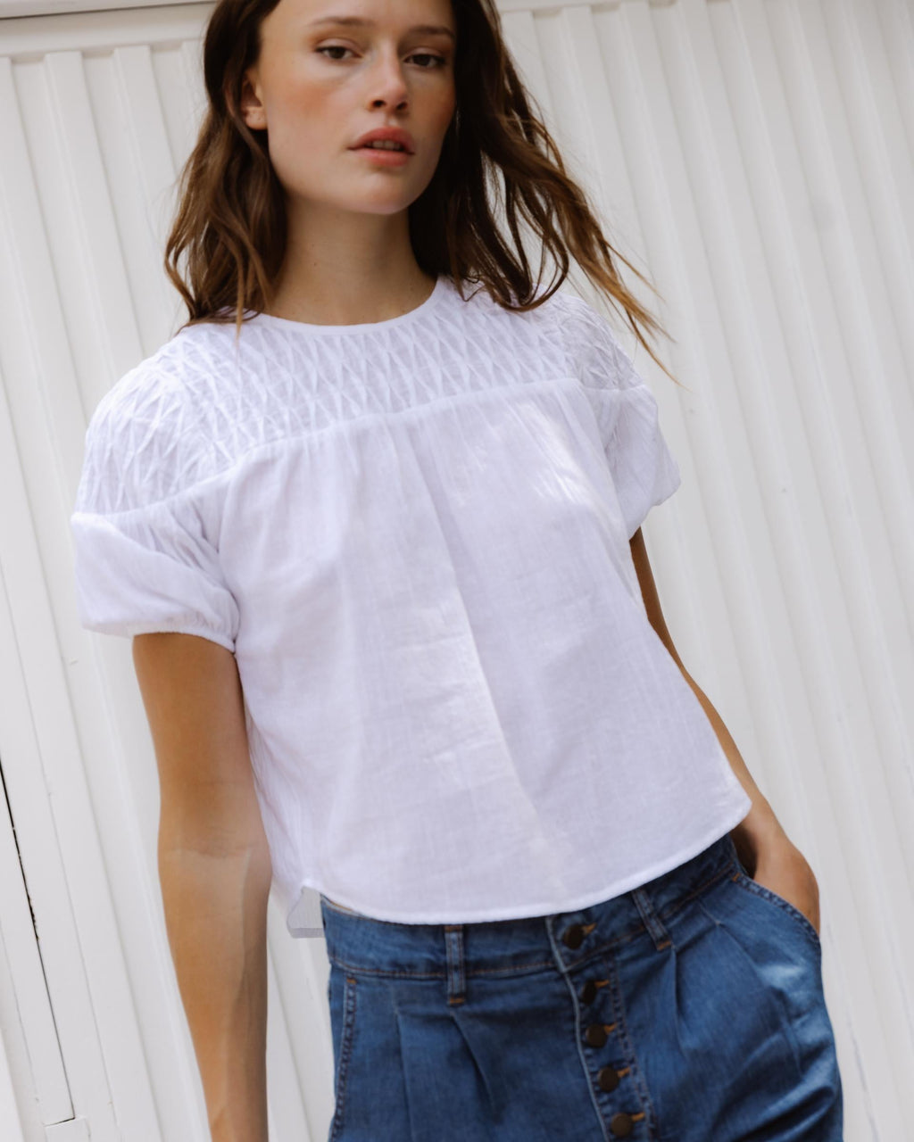 Blusa Detalles Canesú Blanca