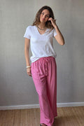 Pantalón estampado largo de flores fucsia