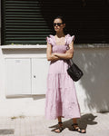 Vestido Gomas Volantes Rosa