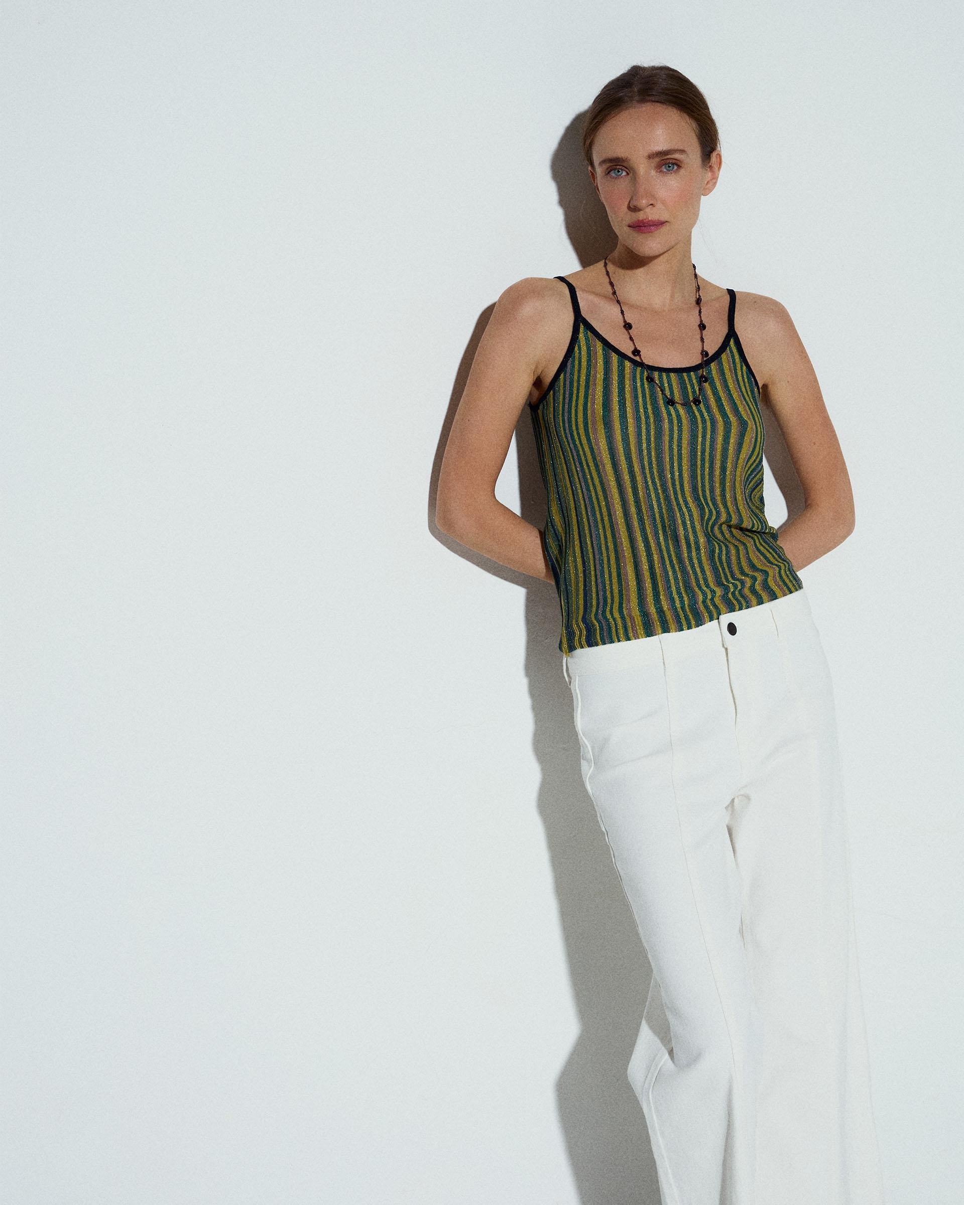 Top Rayas Colores Lurex Verde