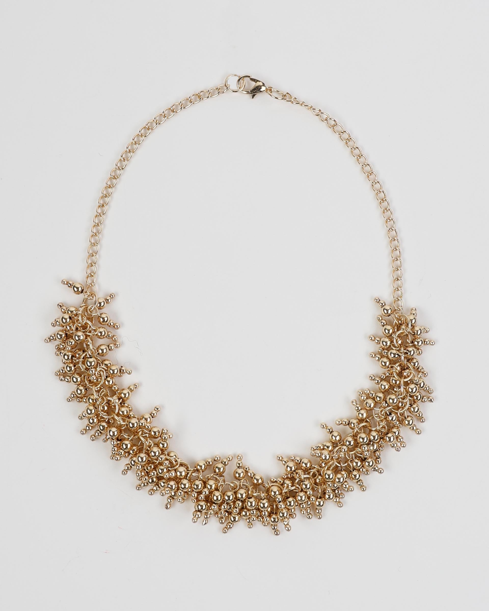 Collar Bolas Brillos Oro