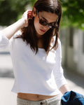 Camiseta Rib Escote Redondo Blanco