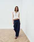 Jeans Costura Diagonal Azul