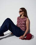 Top Botones Forrados Estampado Floral Granate