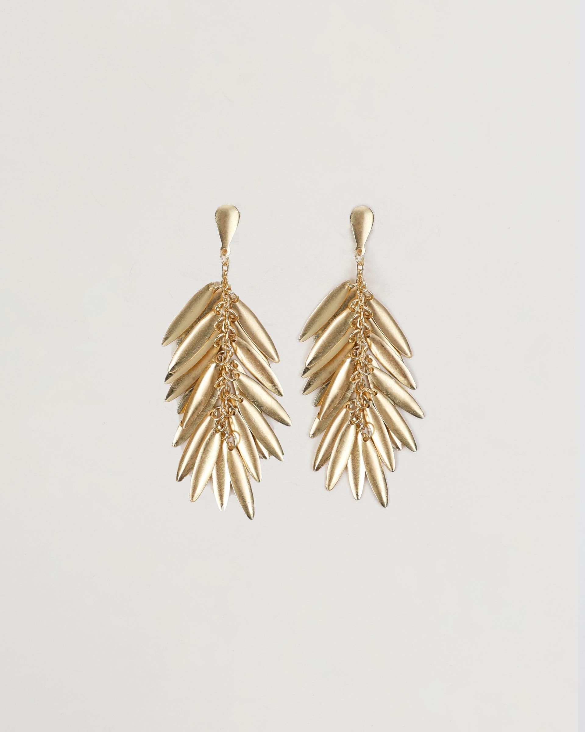 Pendientes Ramo Hojas Oro