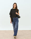 Jeans Botones Cinturilla Cremallera Lateral Azul