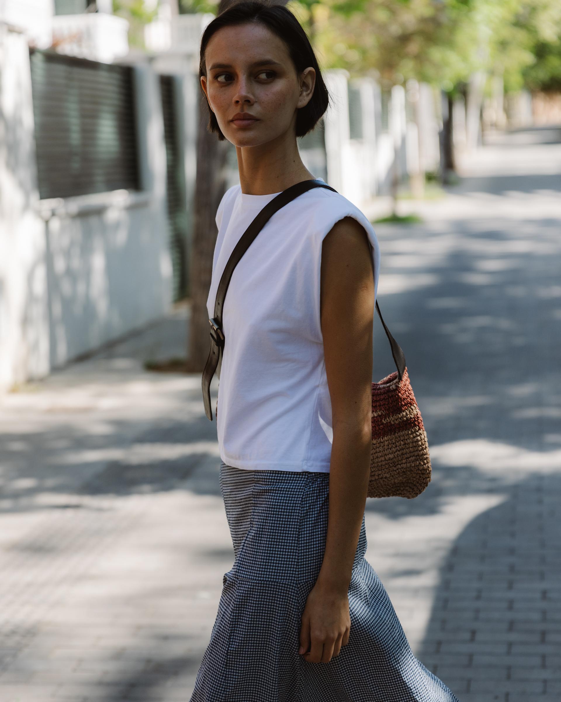 Falda Canesú Cuadros Vichy Azul Oscuro