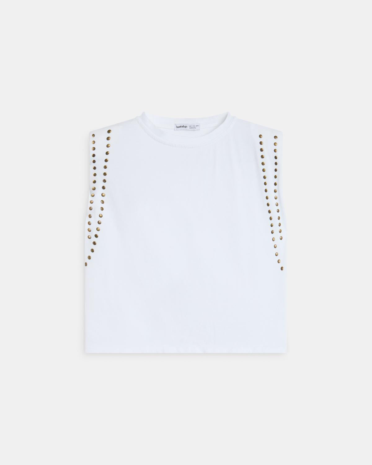 Camiseta Hombreras Tachuelas Blanco