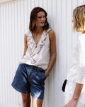 Blusa Volantes Contraste Crudo