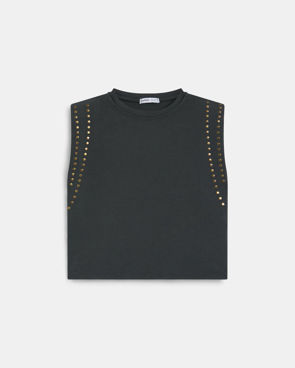 Camiseta Hombreras Tachuelas Antracita