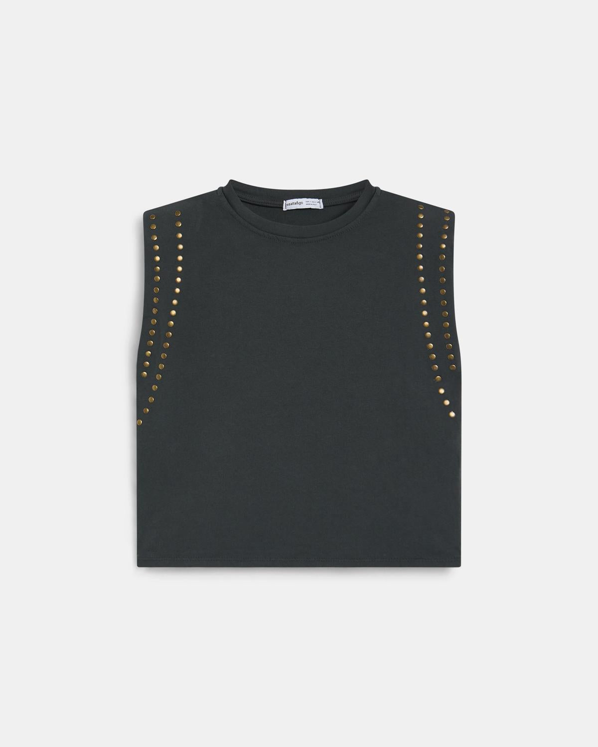 Camiseta Hombreras Tachuelas Antracita