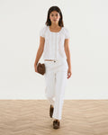 Blusa Botones Volantes Ondas Blanca