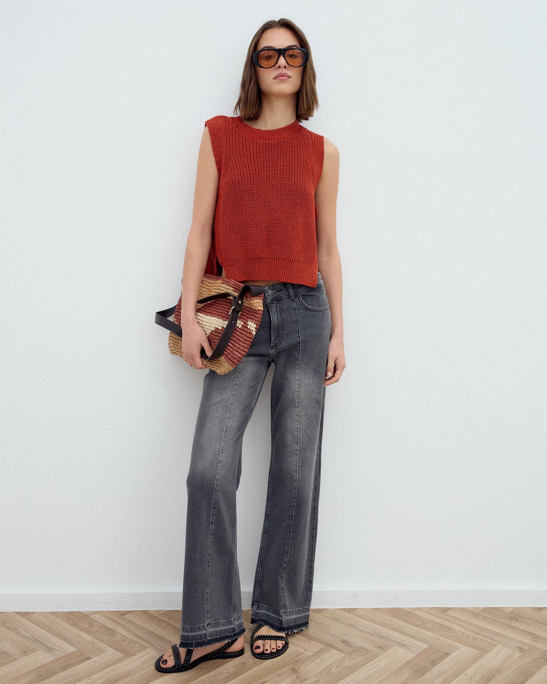 Jeans Costura Delantera Antracita