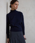 Jersey Cuello Alto Rib Azul Marino