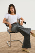 Jeans Wide Leg Animal Print Gris