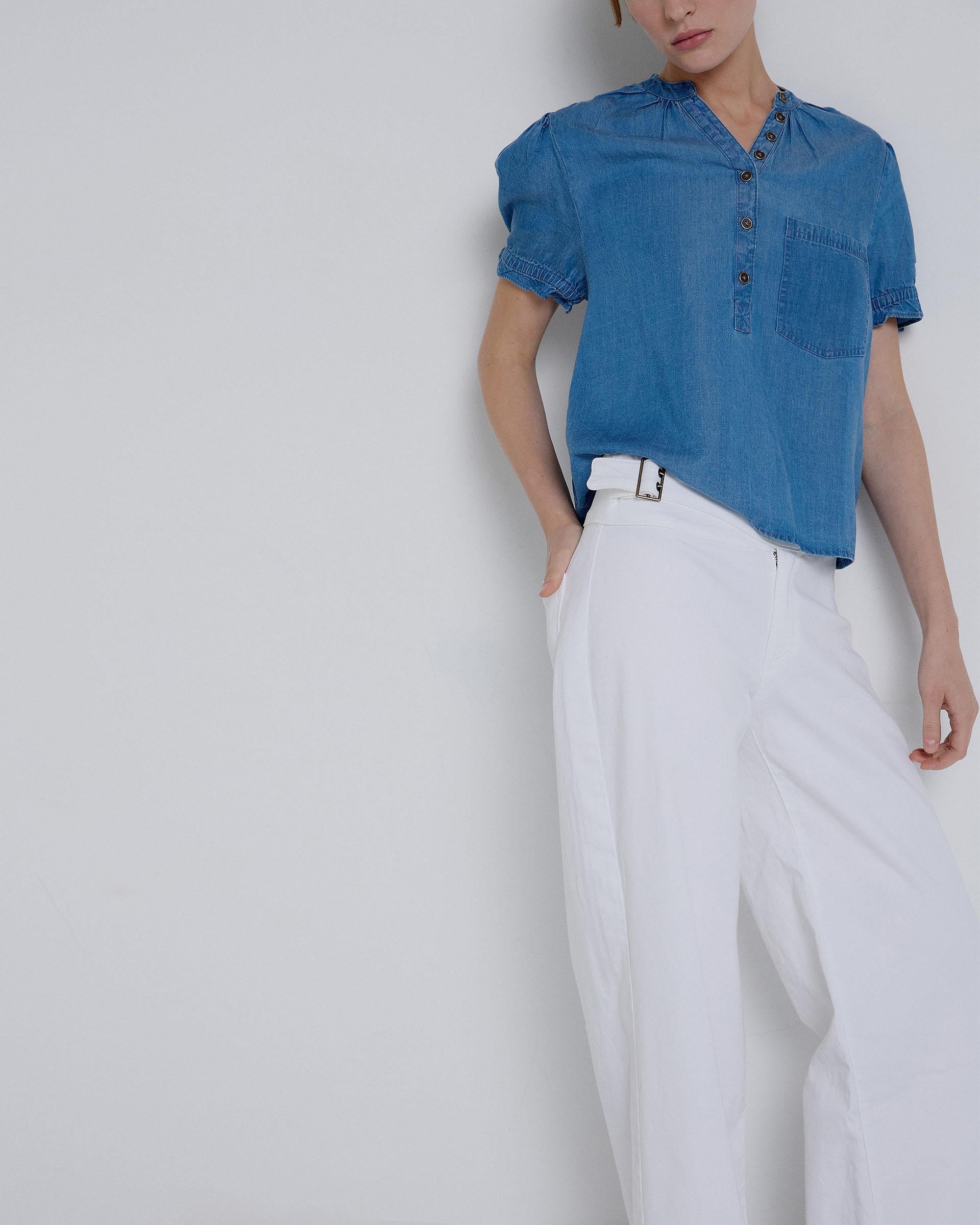 Jeans Cinturón Hebilla Lateral Blanco