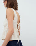 Top Frunce Puntillas Beige