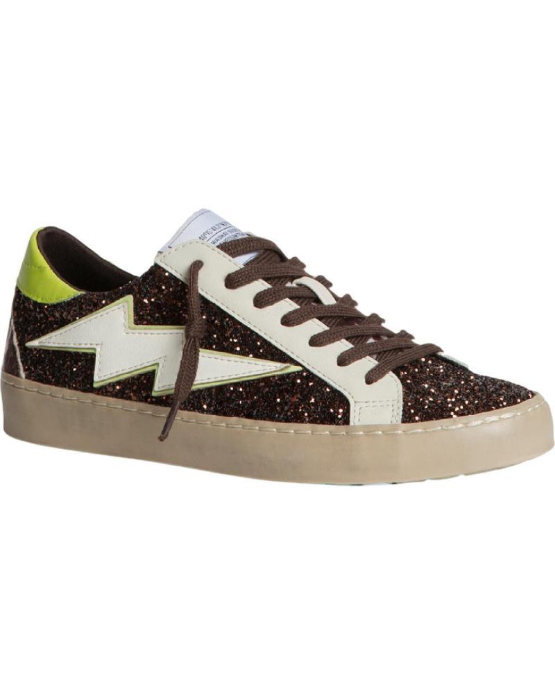 Zapatilla rayo con detalle glitter chocolate