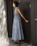 Vestido Gomas Volantes Azul