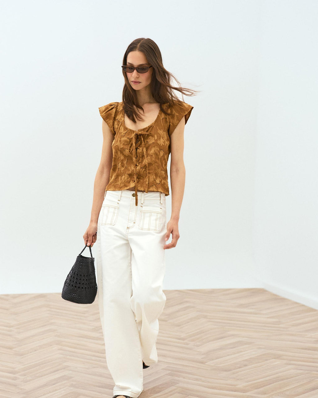 Jeans Bordado Sol Blanco
