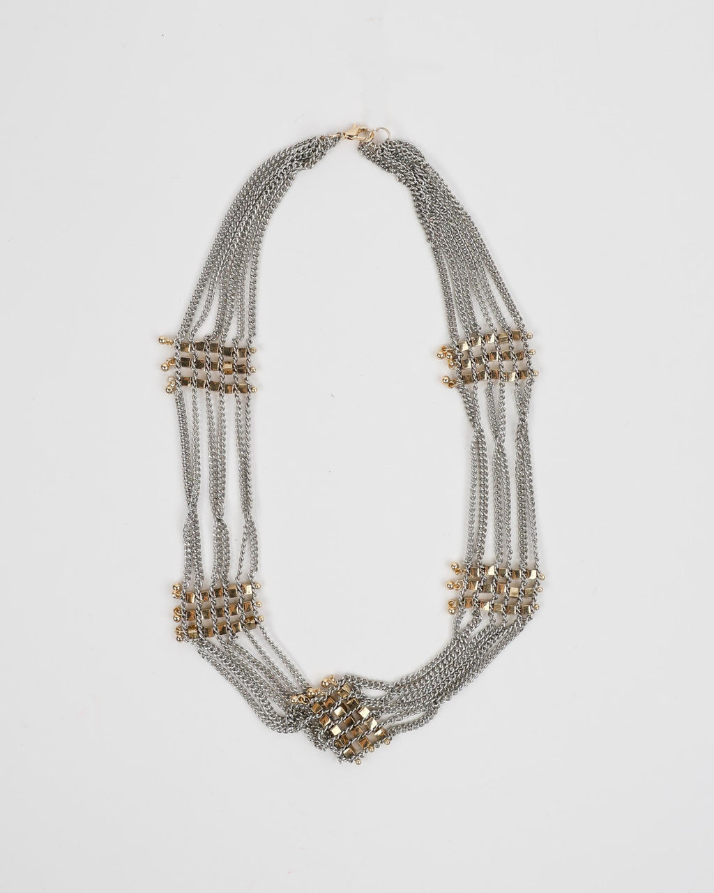 Collar Largo Malla Apliques Plata