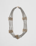 Collar Largo Malla Apliques Plata
