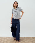 Camisa Volante Lateral Ribete Gris