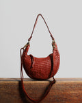 Bolso Piel Trenzada Hombro Rojo