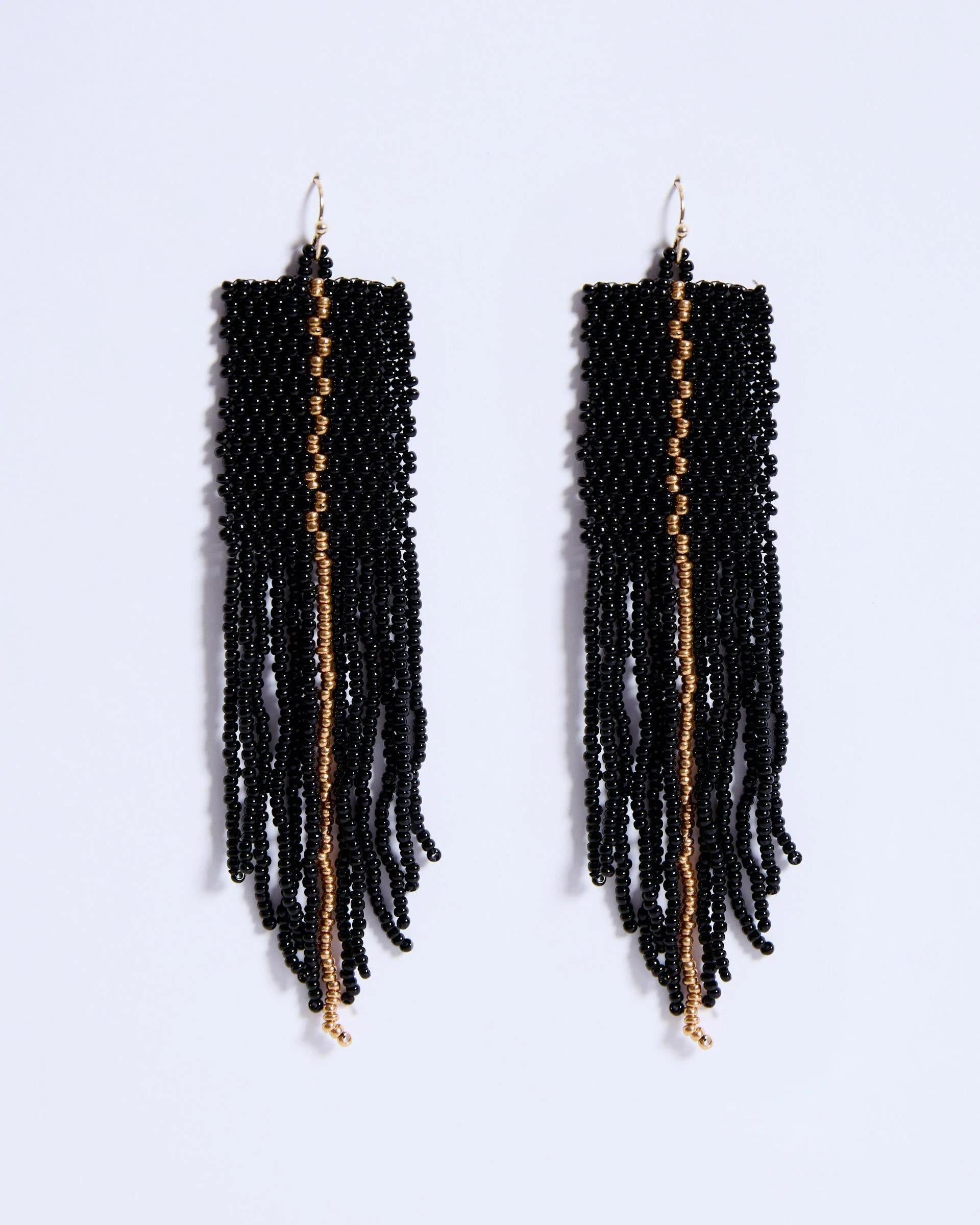 Pendientes Rectangulares Étnicos Negro
