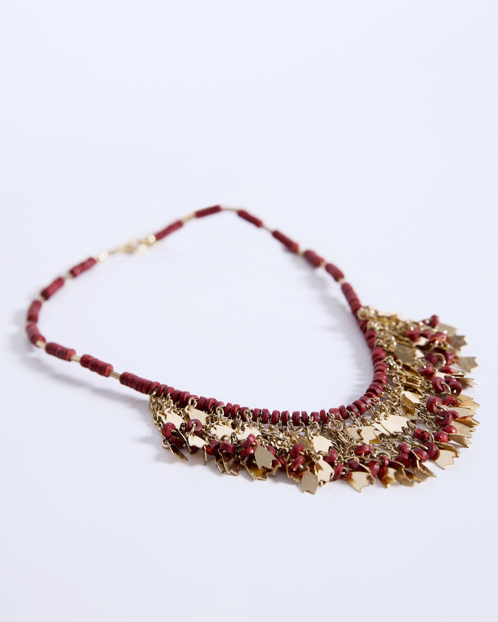 Collar Tiras Abalorios Granate