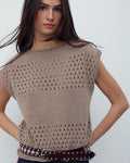Chaleco Punto Troquelados Beige Oscuro