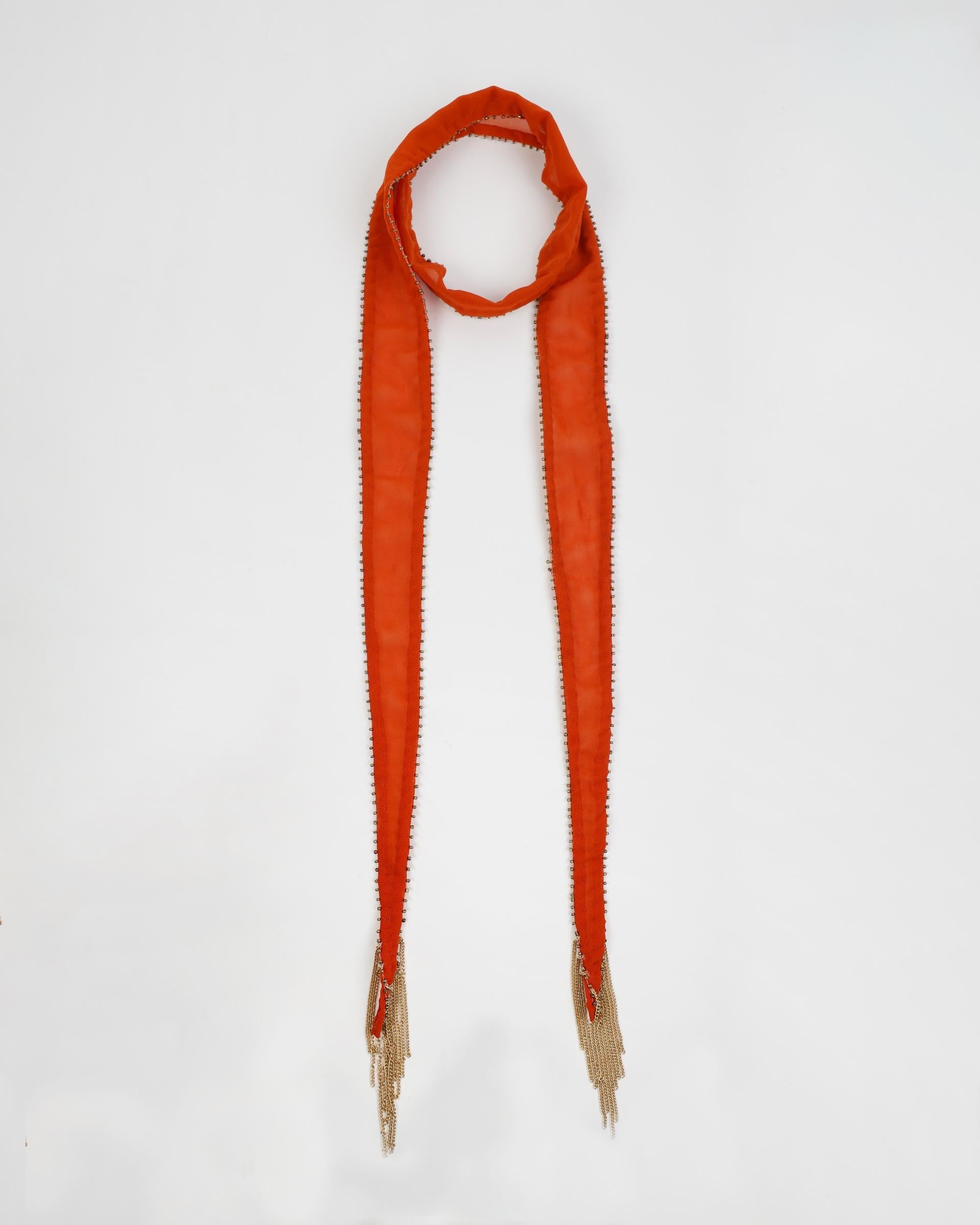 Collar Organza Flecos Naranja
