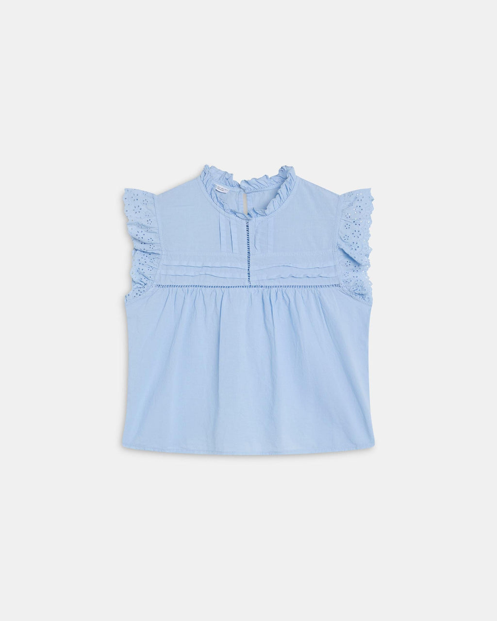 Blusa Mangas Troqueladas Azul Claro