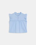 Blusa Mangas Troqueladas Azul Claro