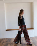 Pantalón Cuadros Bolsillos Plastón Granate