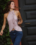Top Halter Lazadas Laterales Rayas Rosa