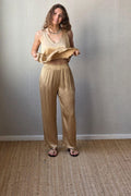 Pantalón de raso camel
